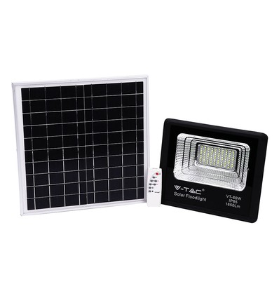20W Solpanel - LED projektør, 6000K
