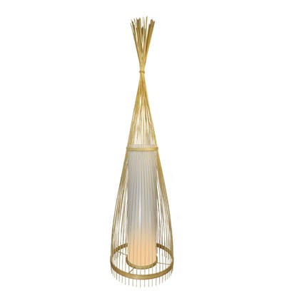 Træ-gulvlampe E27 - Rattan Lampeskærm, Ø400*1000mm