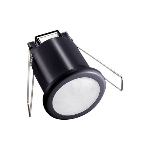 PIR loftssensor Ø4cm til indbygning, 360° - Sort, IP20, detekteringsafstand op til 8m, hulmål: Ø4cm
