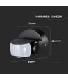 Infrarød bevægelsessensor - IP65 udendørs, sort, 180°/360° detektering, max 600W LED