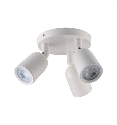 3x GU10 Væg/loftmonteret spot - Rund, hvid, IP20 indendørs, uden lyskilde