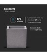 LED Beton Væglampe Firkant - Lys Grå, G9, IP20