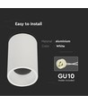 Hvid GU10 påbygningsspot - Ø70x107mm, aluminium, IP20 indendørs, uden lyskilde