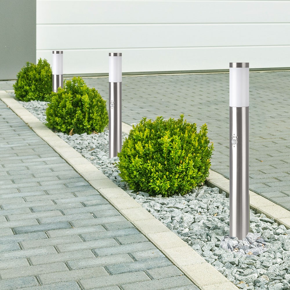 80cm havelampe med sensor - E27 fatning, rustfrit stål, IP44, max 60W