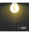 E14 6W LED kronepære - P45, filament, klart glas, 130lm/W, varm hvid, erstatter 60W