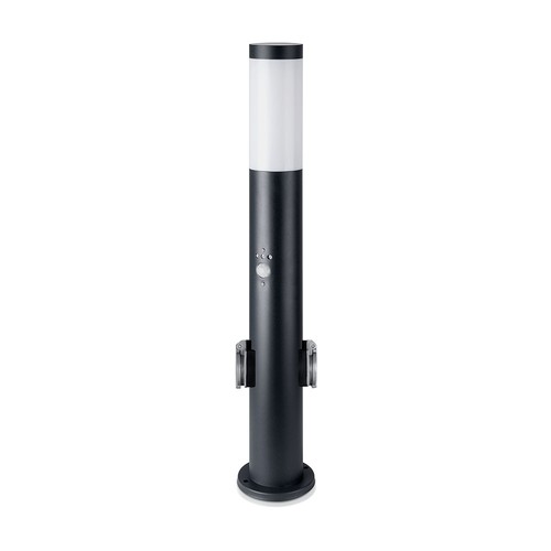 Pullertlampe - 60 cm, PIR-sensor, Fatning, Rustfrit Stål, IP44, Sort