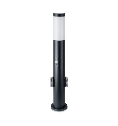 Pullertlampe - 60 cm, PIR-sensor, Fatning, Rustfrit Stål, IP44, Sort