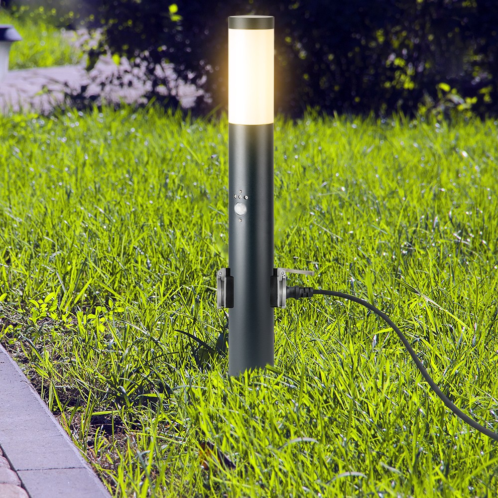 Pullertlampe - 60 cm, PIR-sensor, Fatning, Rustfrit Stål, IP44, Sort