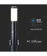 Pullertlampe - 60 cm, PIR-sensor, Fatning, Rustfrit Stål, IP44, Sort
