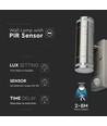 GU10 Væglampe op/ned m. sensor - IP44 udendørs, rustfri, uden lyskilde