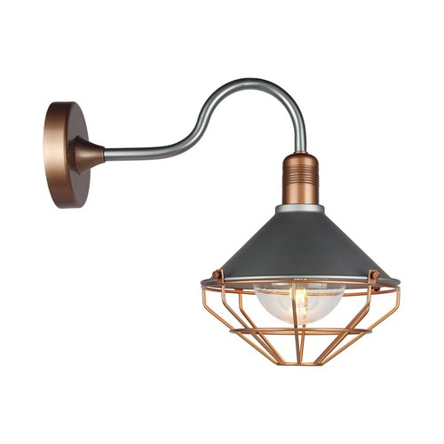 E27 vintage lanterne væglampe - IP65, rose gold, ABS+metal, glas, uden lyskilde