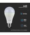 E27 17W dæmpbar LED pære - A65, Samsung LED chip, 1521lm, 6400K, hvid plast