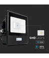 10W Projektør - PIR Sensor, Samsung Chip, 4000K, Sort Hus