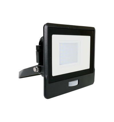 30W Projektør - PIR Sensor, Samsung Chip, 6500K, Sort Hus