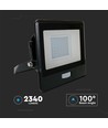 30W Projektør - PIR Sensor, Samsung Chip, 6500K, Sort Hus