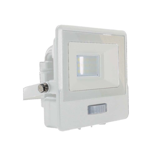 10W Projektør - PIR Sensor, Samsung Chip, 6500K, Hvid Hus