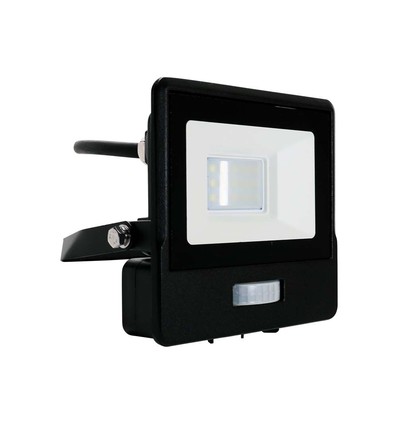 PIR Sensor Projektør 10W - Samsung Chip, 1m Kabel, 6500K, Sort Hus