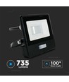 PIR Sensor Projektør 10W - Samsung Chip, 1m Kabel, 6500K, Sort Hus