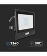 V-TAC PROJEKTØR 30W - PIR SENSOR, Samsung Chip, 1M KABEL, 6500K, SORT HUS