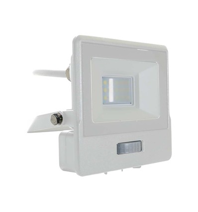 10W Projektør - PIR Sensor, Samsung Chip, 1m Kabel, 4000K, Hvid Hus