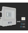 10W Projektør - PIR Sensor, Samsung Chip, 1m Kabel, 4000K, Hvid Hus