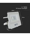 10W Projektør - PIR Sensor, Samsung Chip, 1m Kabel, 6500K, Hvidt Hus