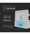 10W Projektør - PIR Sensor, Samsung Chip, 1m Kabel, 6500K, Hvidt Hus