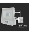 10W Projektør - PIR Sensor, Samsung Chip, 1m Kabel, 6500K, Hvidt Hus