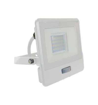 20W LED projektør med sensor, Samsung LED chip - 4000K, hvid, IP65, PIR sensor, udendørs