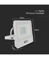 20W LED projektør med sensor, Samsung LED chip - 4000K, hvid, IP65, PIR sensor, udendørs