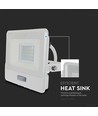 20W LED projektør med sensor, Samsung LED chip - 4000K, hvid, IP65, PIR sensor, udendørs