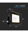 10W LED Projektør - Samsung Chip, Direkte Tilslutning, 4000K, Sort Hus