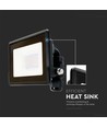 10W LED Projektør - Samsung Chip, Direkte Tilslutning, 4000K, Sort Hus