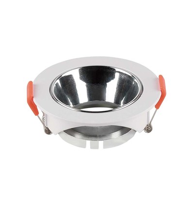 GU10 indbygningsspot - Hvid med krom, rund, Ø8,5 cm, hul: Ø7,2 cm, uden lyskilde
