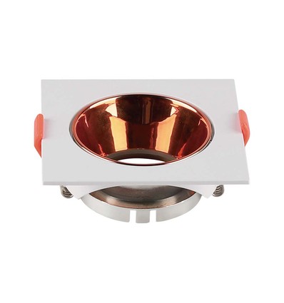 GU10 - lampe, firkantet, hvid ramme, rose guld reflektor