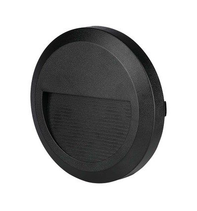 2W Trinlys - LED, 4000K, Sort hus, Rundt