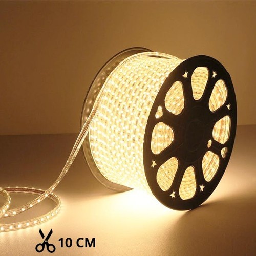 5m 10W/m vandtæt LED strip (Type X-2) - 230V, IP67, 1300lm/m, Kan klippes for hver 10cm, op til 100m