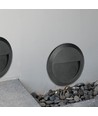 2W LED væglampe til trapper - Rund, sort, 3000K, 80lm, Ø15cm, inde / ude