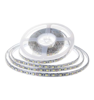 5m 8W/m stænktæt LED strip - 24V, IP65, 120 LED pr. meter, 6500K