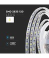 5m 8W/m stænktæt LED strip - 24V, IP65, 120 LED pr. meter