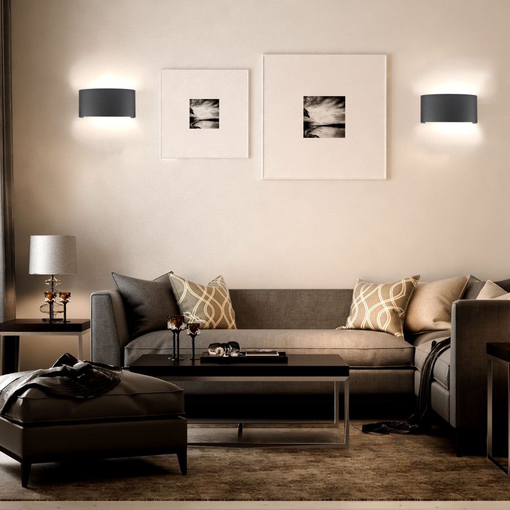 5W LED væglampe, IP65 - Sort, 630lm, varm hvid, op/ned lys, udendørs/indendørs - Kulør : Varm