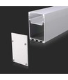 Monteringssæt med diffuser til LED-stribe overflademonteret - 2000x50x75mm, Hvid