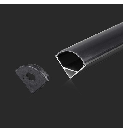 2m Alu hjørneprofil til LED strips, sort - Inkl. cover, 15,8 x 15,8 mm, IP20