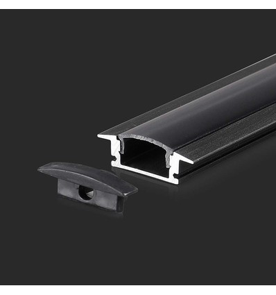 Monteringssæt til LED-stribe - 2000x24,7x7mm, diffuser, sort