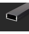 2m sort aluprofil monteringssæt - 23,5x10mm, inkl. sort cover