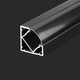 2m hjørne aluminiumsprofil til LED strips - Sort, inkl. sort cover, 19x19mm
