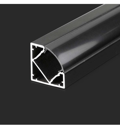 Monteringssæt - Diffuser til LED-stribe, 2000x19x19mm, Sort