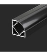 2m hjørne aluminiumsprofil til LED strips - Sort, inkl. sort cover, 19x19mm