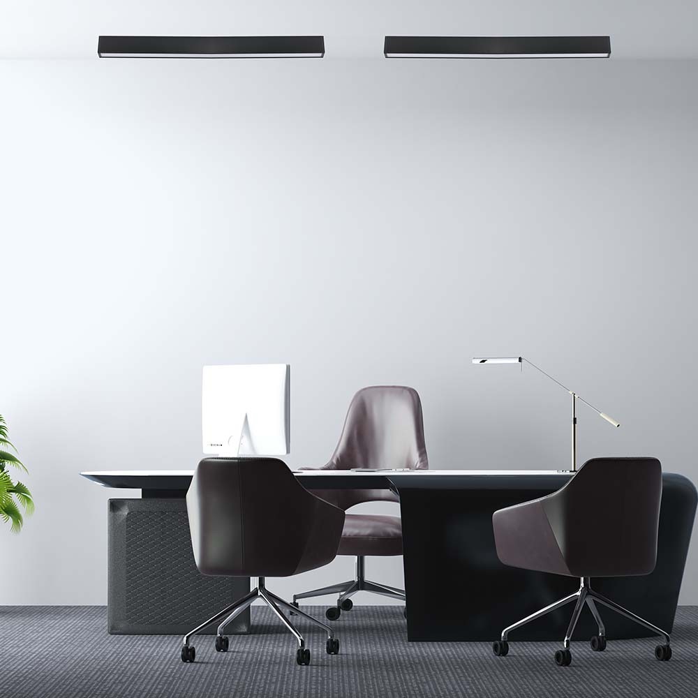 120cm 40W LED lysskinne med Samsung chip - 3400lm, dæmpbar, sølv/sort aluminium, 3000K - Dæmpbar : 0-10V dæmpbar, Kulør : Kold