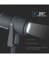 12W LED havespot med spyd - IP65, 3000K, grå, COB, 20 grader, udendørs